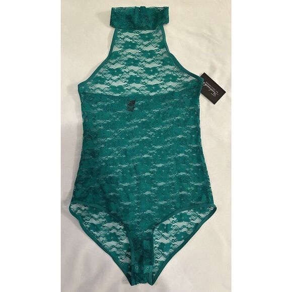 Fredericks of Hollywood Green Lace Margarita Bodysuit Size Medium NEW - Picture 1 of 4